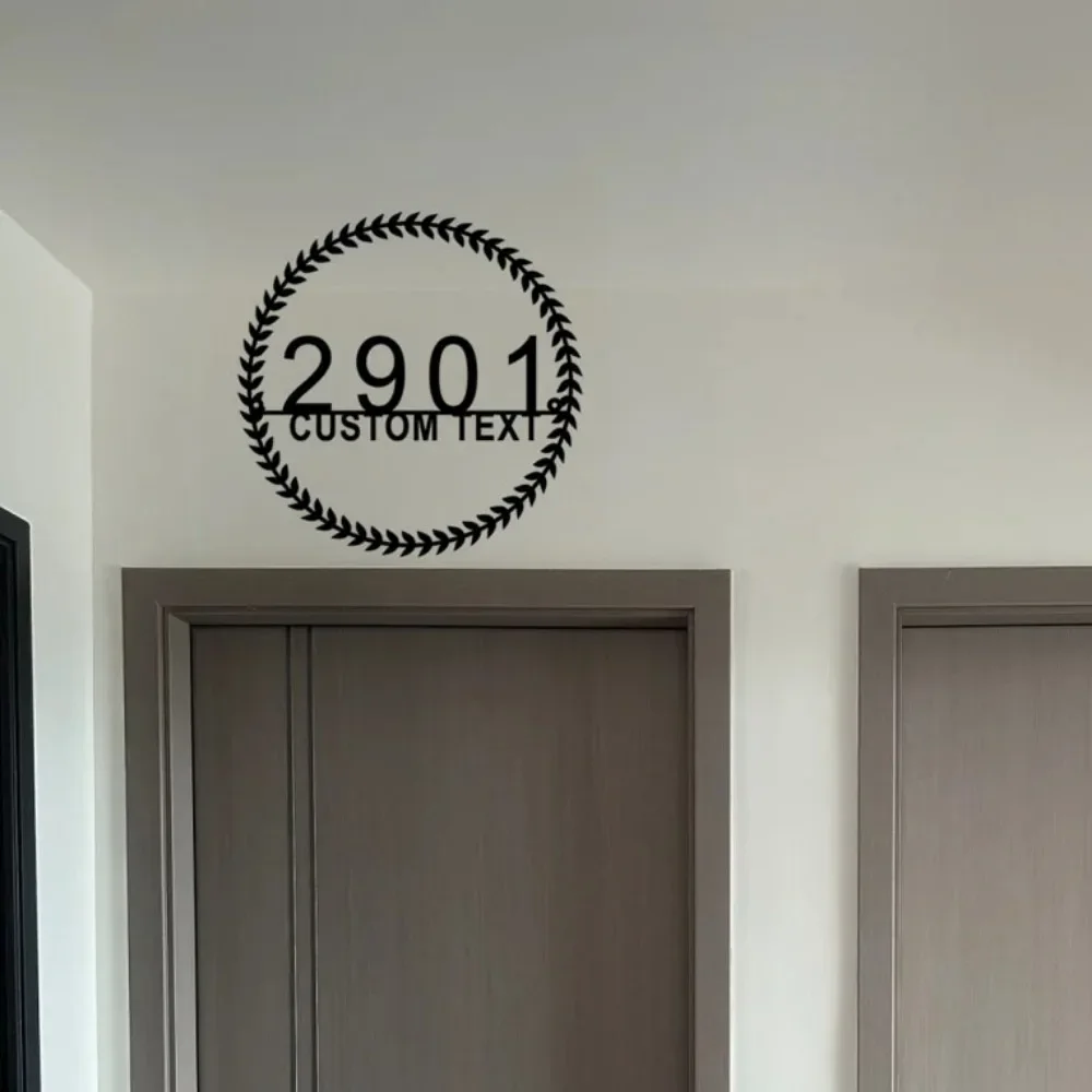 

1PC Antique - style Metal Doorplate Custom - made Circular Floral Address Plate Wall - attached Steel for Street Numeral Versati