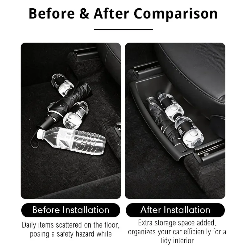 For Tesla Model Y Under Seat Storage Box Case Car Seat Organizer Vehicle Underseat Drawer Holder for Tesla Model Y Interior Tray