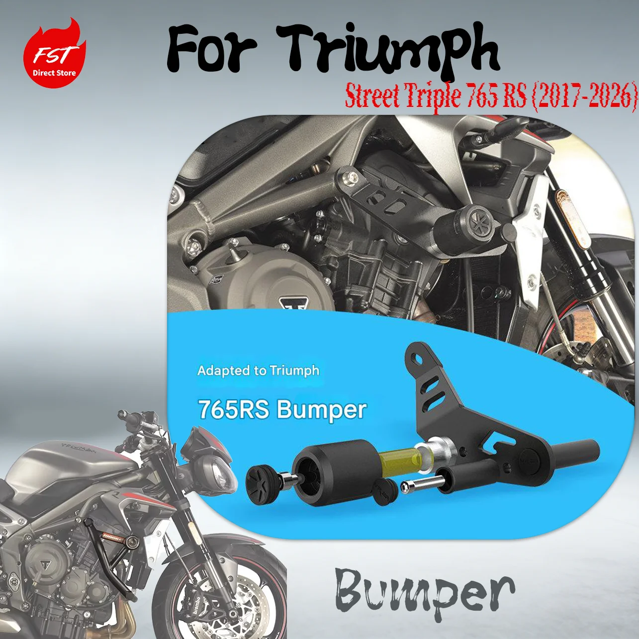 

Защитная дуга и комплект пружинных слайдеров от падений для Triumph Street Triple 765 RS (2017-2026), гоночный бампер-защита двигателя