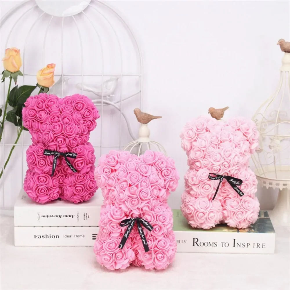 1pc 25cm Artificial Foam Flowers Bear Rose Bear Romantic Creative Gifts For Valentines Day Mothers Day Anniversary Wedding Love