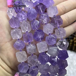 Natural Crystal Amethyst Handmade Faceted Irregular Cube Loose Beads Stone For DIY Jewelry Making Bracelet Necklace 15“ 12-13mm