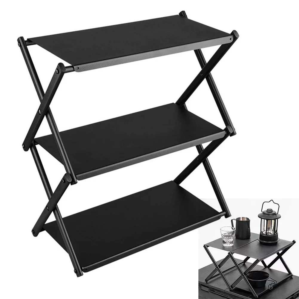 

Lightweight Folding 3 Tier Rack for Efficient Storage and Display Perfect for Various Uses Indoors and Outdoors