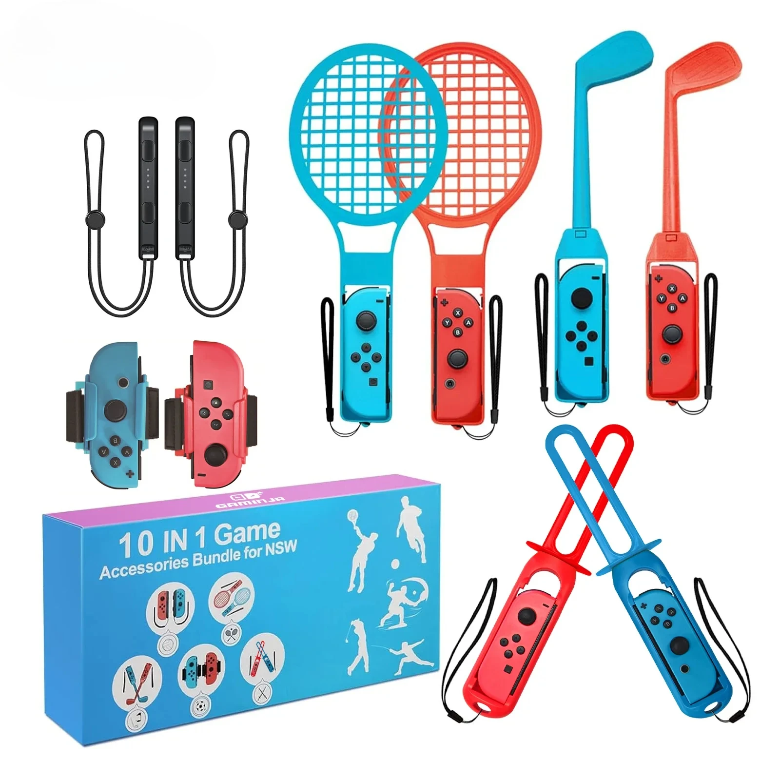 10-in-1 For Nintendo Switch Sports Accessory Kit Includes Joycon Controller Wrist Strap Dance Shoot Game Accessories for Gaming