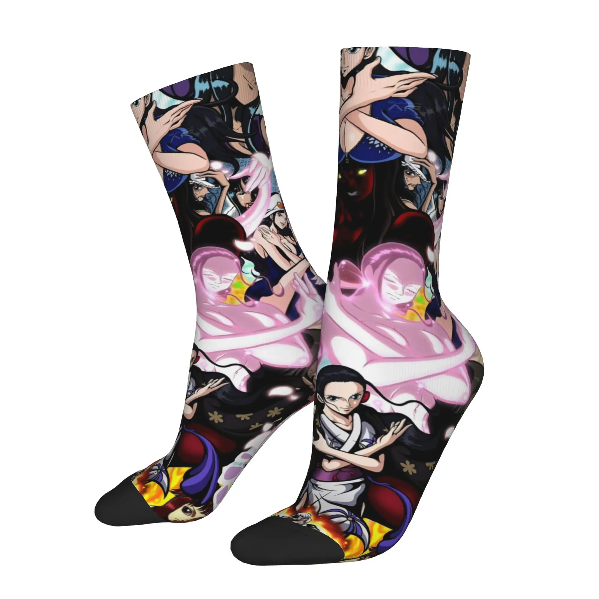 Funny Sock One Piece Robin Multiple Images Display Harajuku Seamless Pattern Printed Men Socks Casual Men's Socks