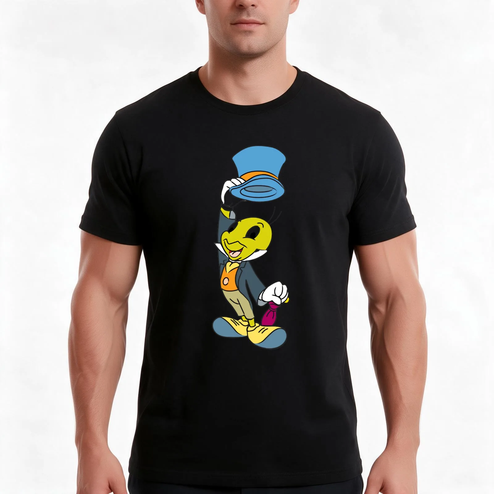 Jiminy cricket \t T-Shirt, Summer Casual Cotton Tee, Oversized Streetwear Tops, Vintage Graphic Print, Loose Fit Short Sleeve