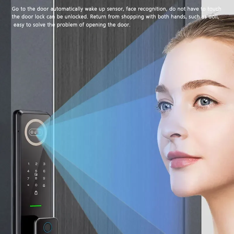 Video Intercom Smart Door Lock Face Recognition TUYA App Fingerprint Password Automatic Intelligent Security Lock WIFI with 3d