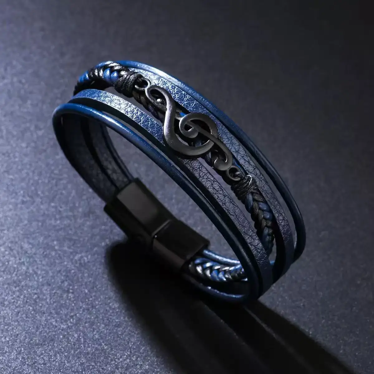 خمر رمز الموسيقى سحر أساور للرجل متعدد الطبقات مضفر الجلود سوار الكفة التفاف معصمه الإسورة مجوهرات بسيطة