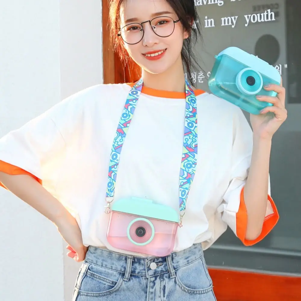 

Portable Sealed Camera Straw Cups Dustproof Cartoon Kids Water Bottle Anti Fall Plastic Drinking Kettle Children