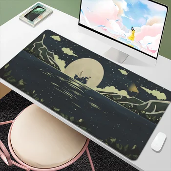 Diy oyun bilgisayarı Mat Moonlight gece genişletilmiş ped Anime fare altlığı 900x400 Pc Gamer oyun kurulum aksesuarları masaüstü Mousepad