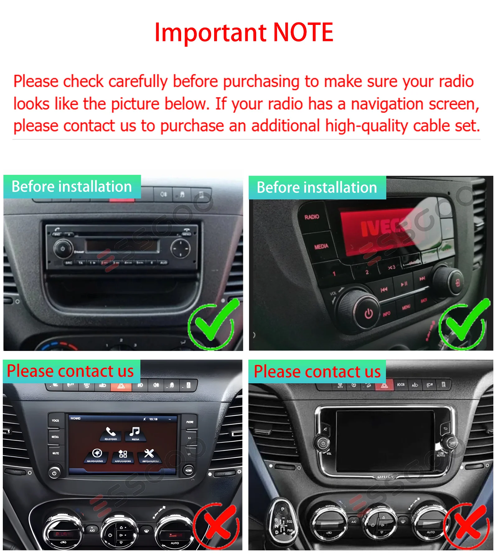 ESSGOO 9 "2DIN راديو ستيريو للسيارة أندرويد 14 لاسلكي Carplay أندرويد أوتو لـ Iveco Daily 2014-21 BT FM GPS Nav Wifi Mirror Link