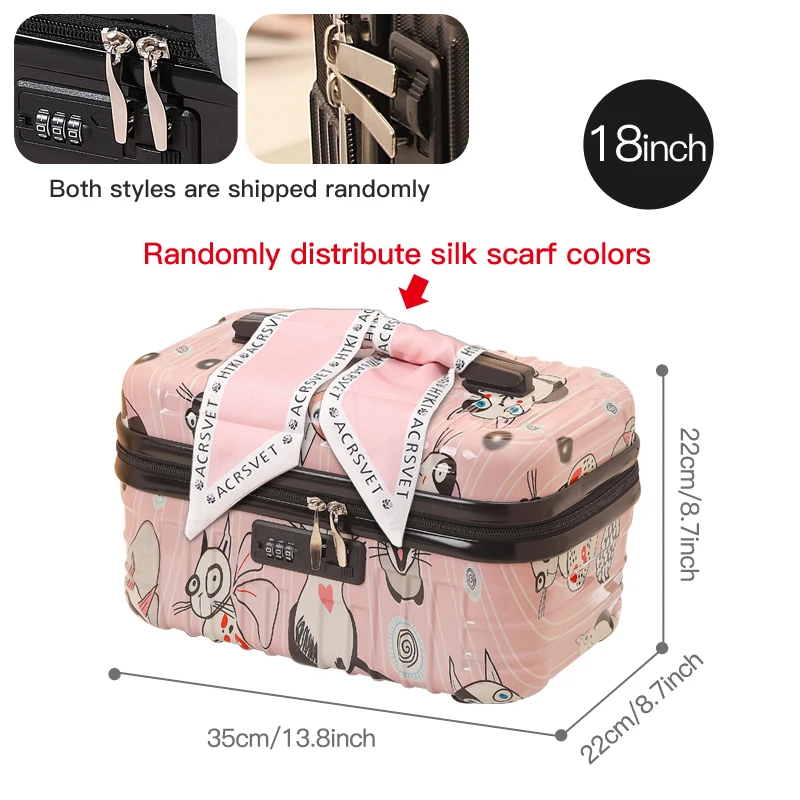 18-Inch Painted Portable Makeup Box With Password Lock Suitable For Both Men And Women Lightweight Durable And Large Capacity