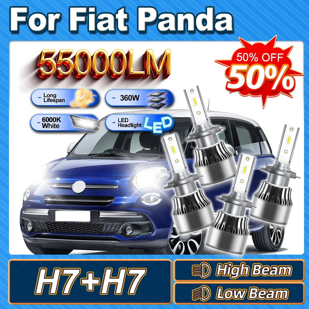 

For Fiat Panda 1982-2015 2016 2017 2018 2019 2020 2021 2022 2023 H7 High Low Beam Headlight Bulb 360W Canbus No Error 6000K