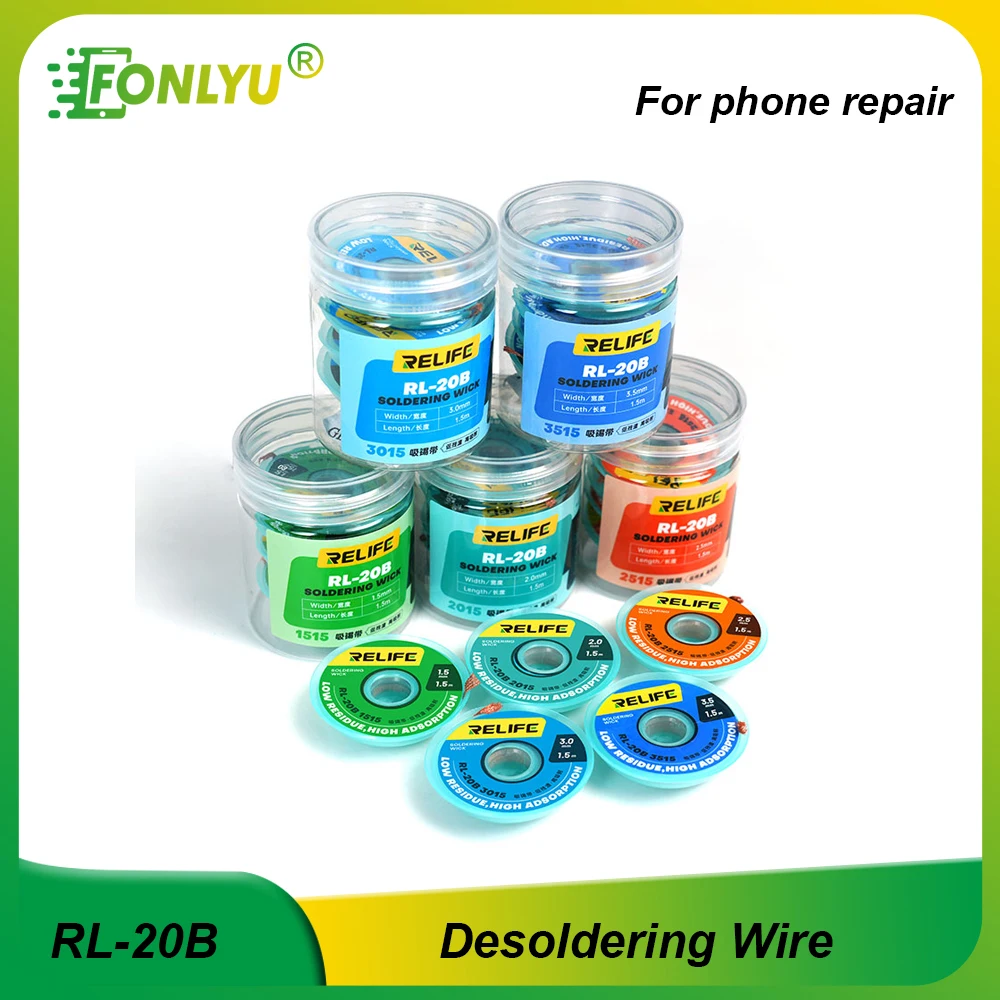 Relife RL-20B 1.5/2.0/2.5/3.0/3.5 Strong Clean Desoldering Wire for Phone Electronic PCB Circuit Boards Fast Tinning Repair Tool