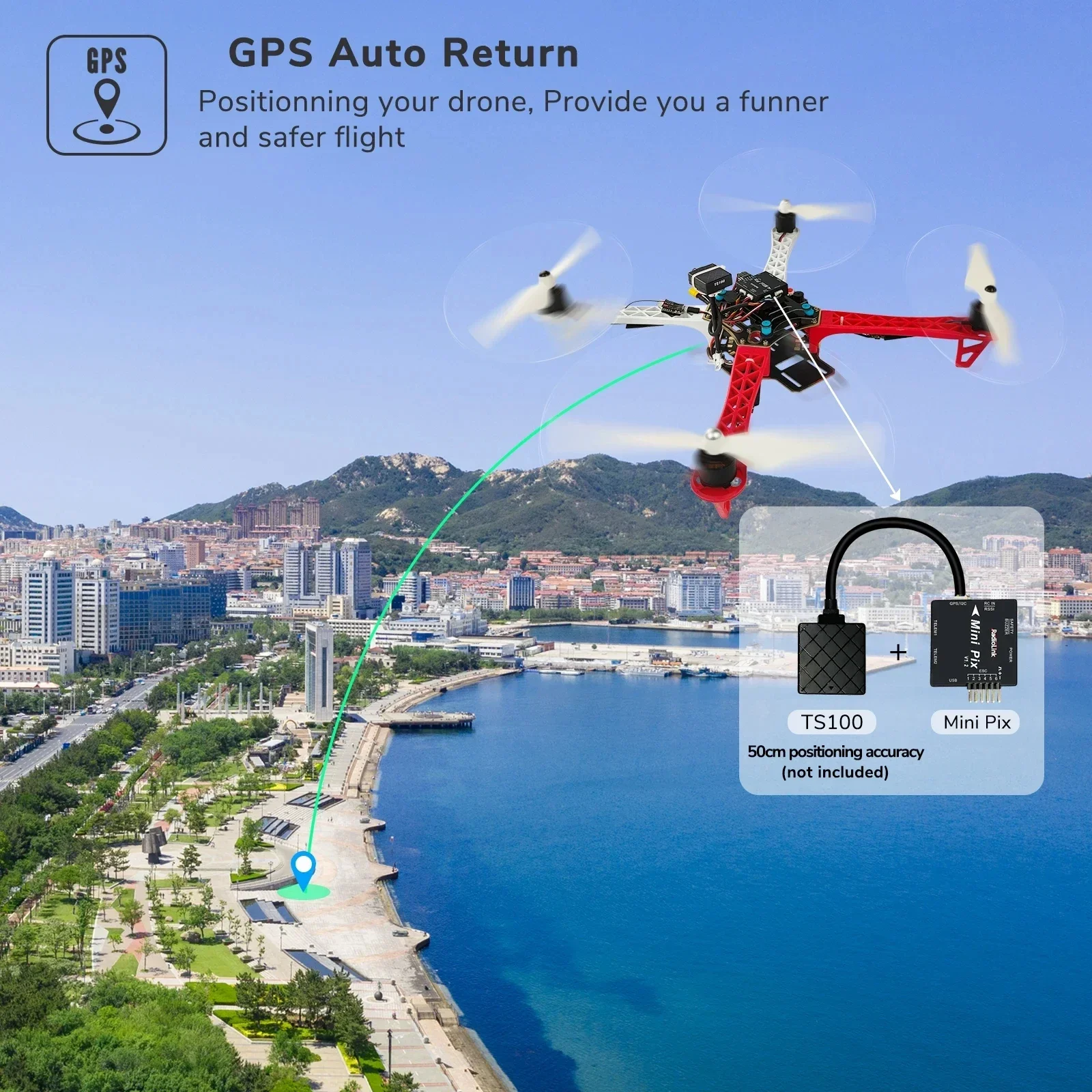 Radiolink-CONTROLADOR DE VUELO TS100 V2 Mini M10N M8N GPS para Crossflight Mini Pix Pixhawk F4, cuadricóptero, helicóptero, avión, Drones