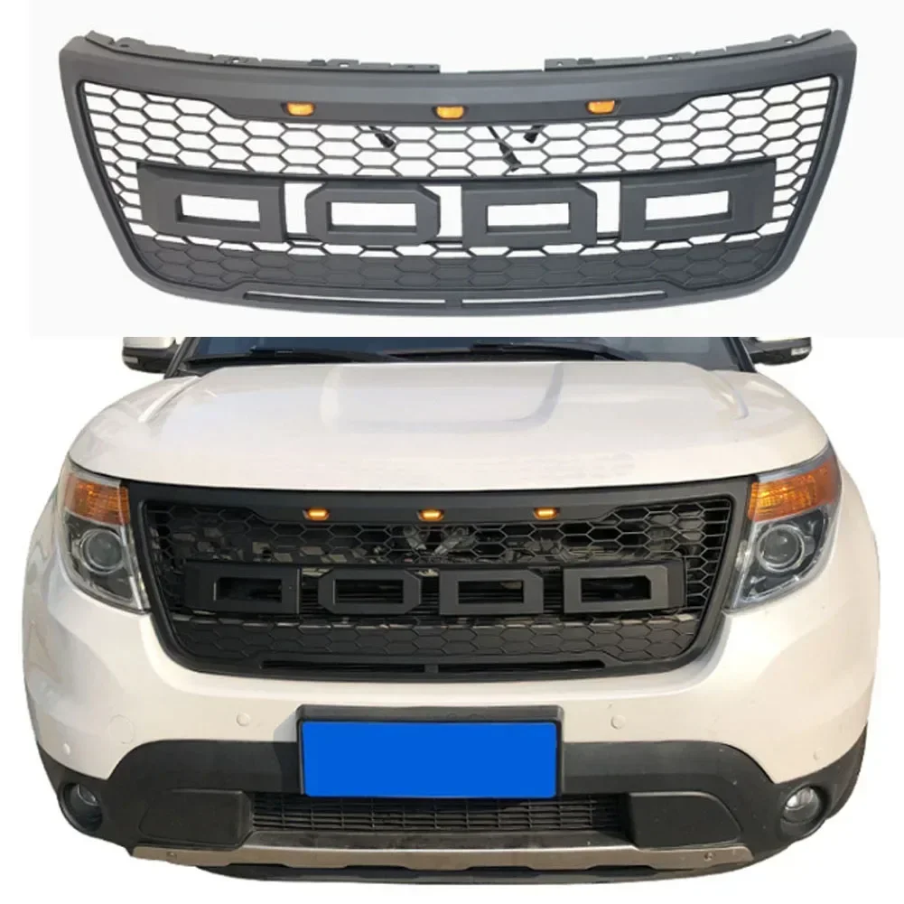 Grill with LED lights front bumper modification Racing grill For FORD EXPLORER 2011 2012 2013 2014