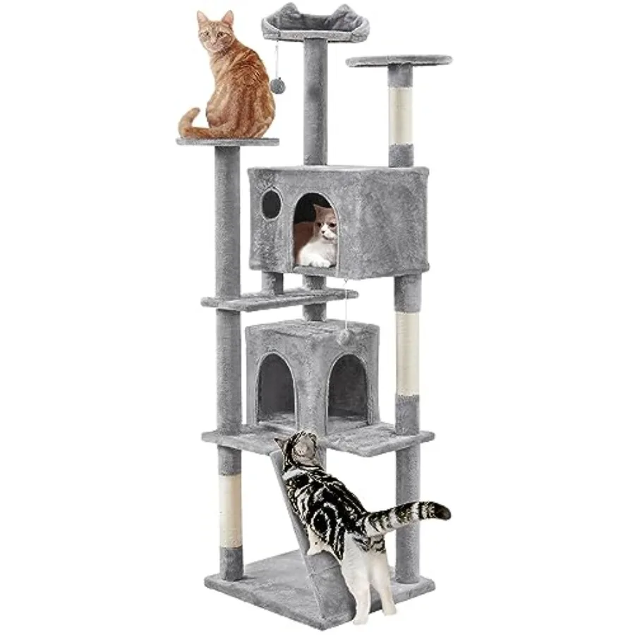 XL Multi-Level Cat Tree, Double Caves, Perches, Sisal Posts Anti-wobble stable base, easy assembly, multi-level layout, high pe