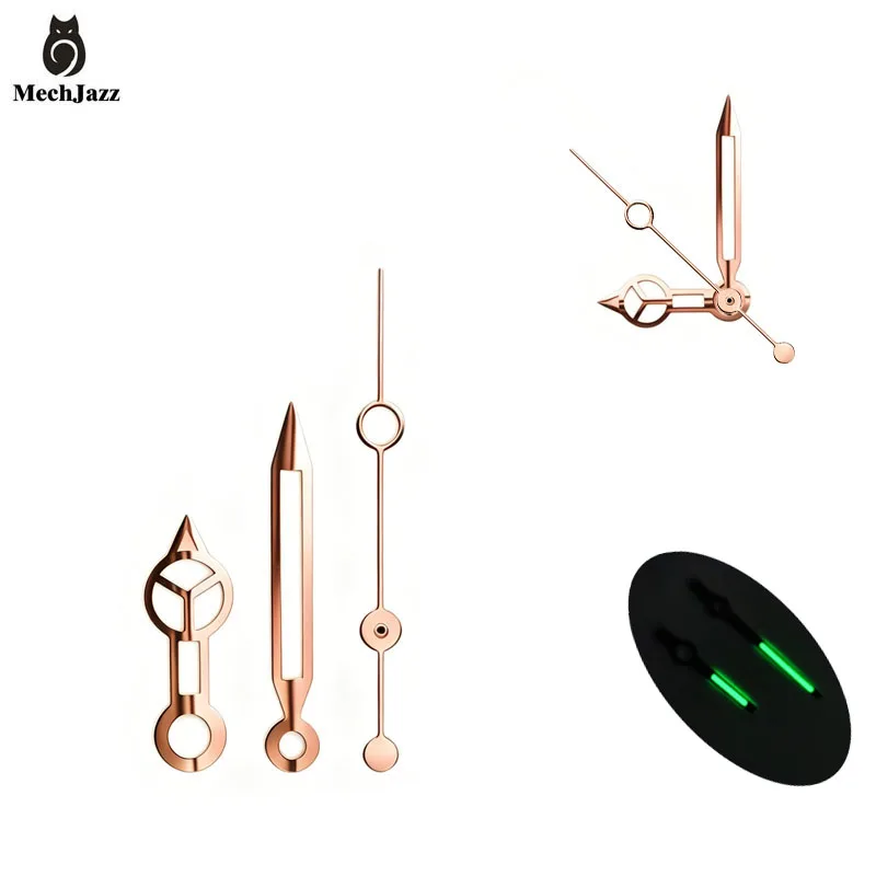 3PCS C3 Green Luminous Hands Needles for Seiko NH35 NH36 4R Miyota 8215 ETA2824 GMT SUB Watch Movement Replacement Parts