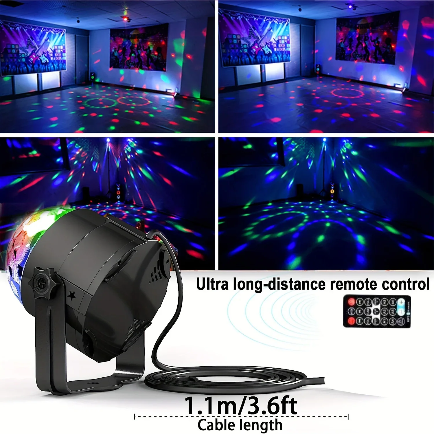 1Pc Disco Ball DJ Night Lights,Sound Activated RGB Rotating Stage Strobe Lamp   Room Birthday Decor Wedding Dance Parties Space