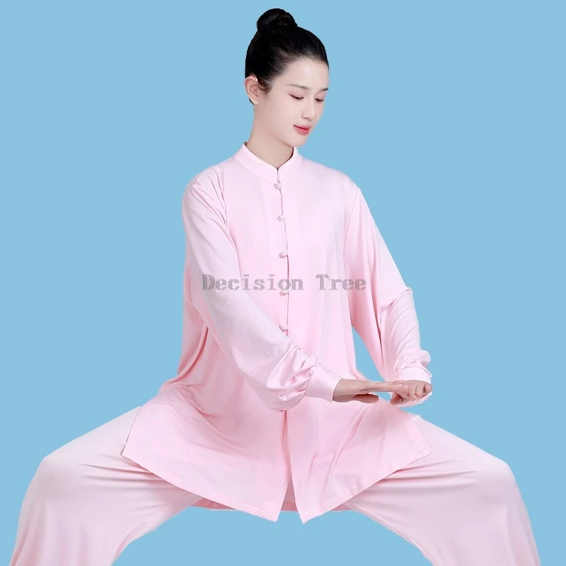2026 new female long sleeved buckle top women's top pants wushu 2-piece set female breathable tai chi practice clothing set