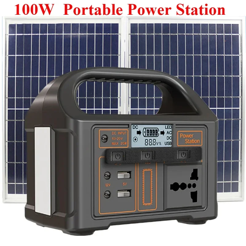 

100W Portable Power Station LiFePO4 battery 24000mAh Outdoor Emergency Mobile Power Bank 220V/110V Solar Generator For Camping