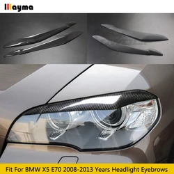 Carbon Fiber Car Headlight Eyebrows For BMW X5 35i 50i 2008 - 2013 X5M E70 Front Lamp Fiber Glass Primer FRP Eyelids Stickers