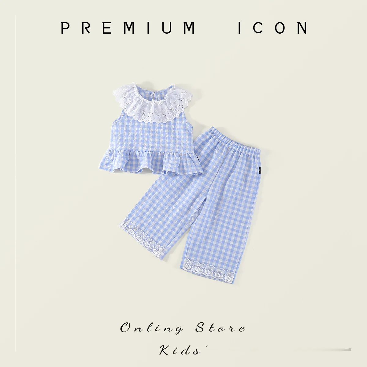 Girls' Summer Dress Checkered Pants Sleeveless Top Set Summer 2025 New Stylish Children's Baby Two-piece Set