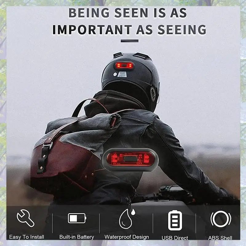 3X LED Helm Licht, Motorrad Helm Bremslicht Wiederaufladbare Fahrrad Hinten Rot Sicherheit Warnlicht Für Nachtfahrten