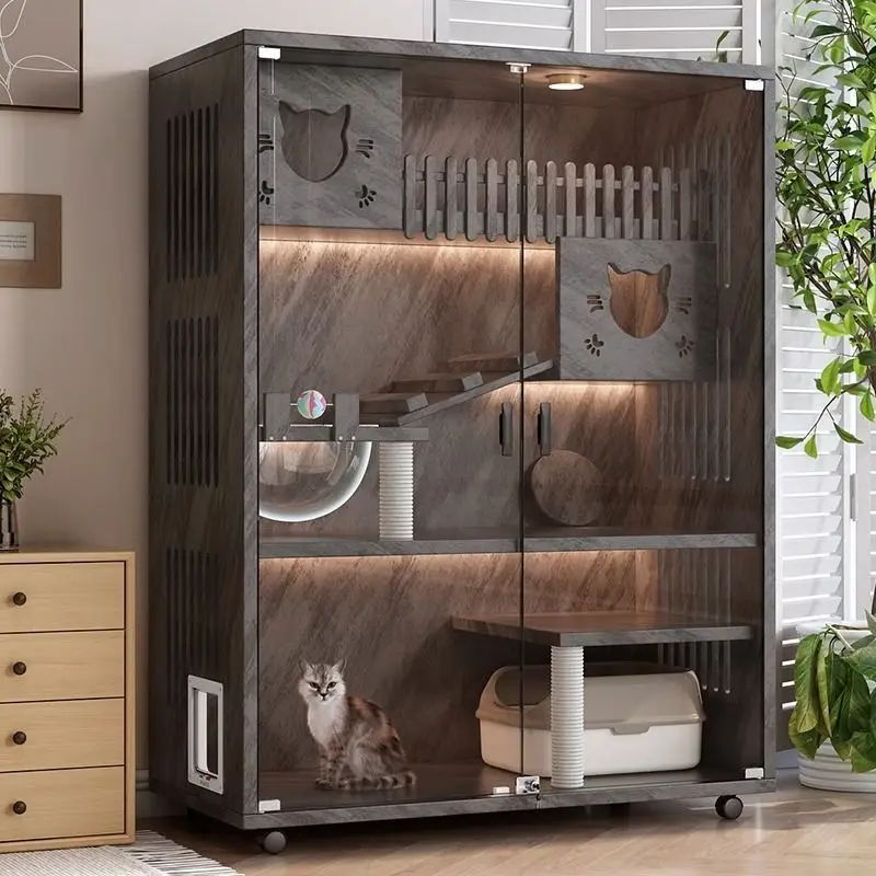 

Cat Villa Solid Wood Household Cabinet Cage Nest Indoor Outdoor Cage Room Cat House Pet Cabinet