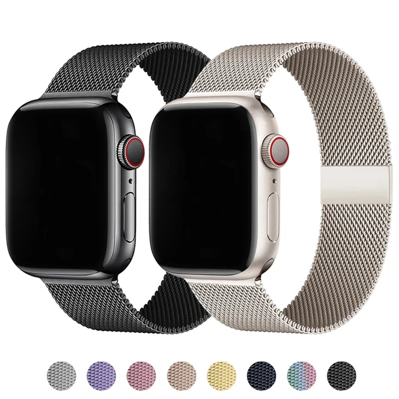 Milanese Loop Strap For Apple Watch Band 44mm 40mm 45mm 41mm 49mm 42mm 38mm correa bracelet iWatch series 3 6 se 7 8 9 5 ultra 2