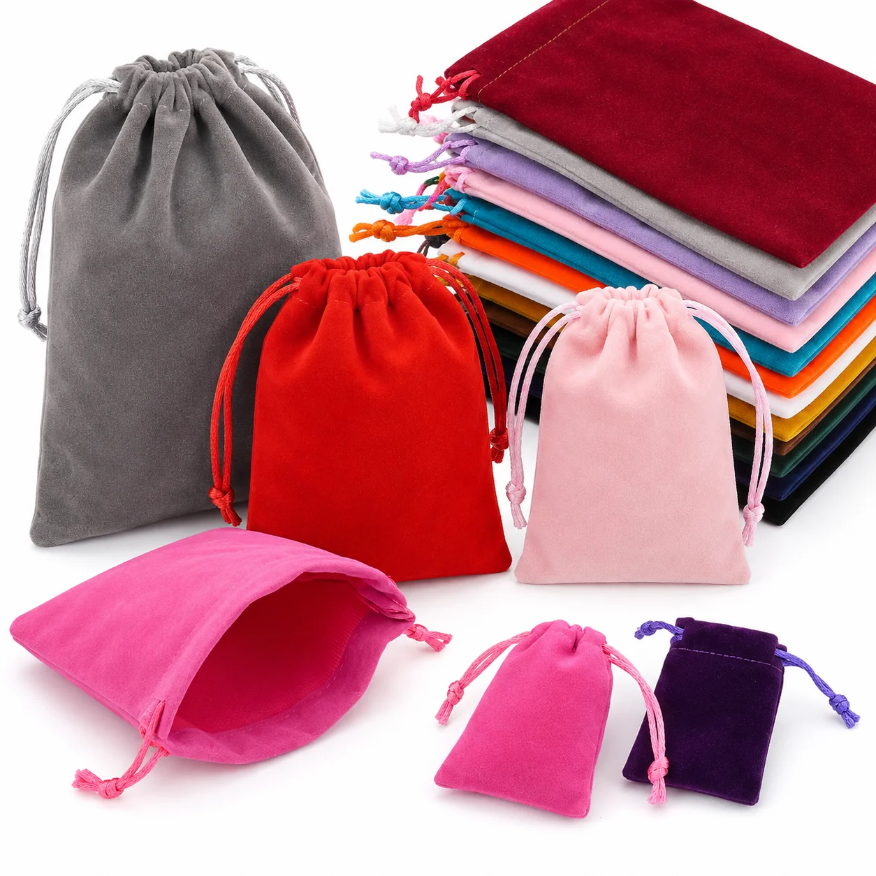 10 Stück Bunte Samt-Geschenktaschen mit Kordelzug für Schmuckaufbewahrung und Verpackung kleiner Waren – Detail 1