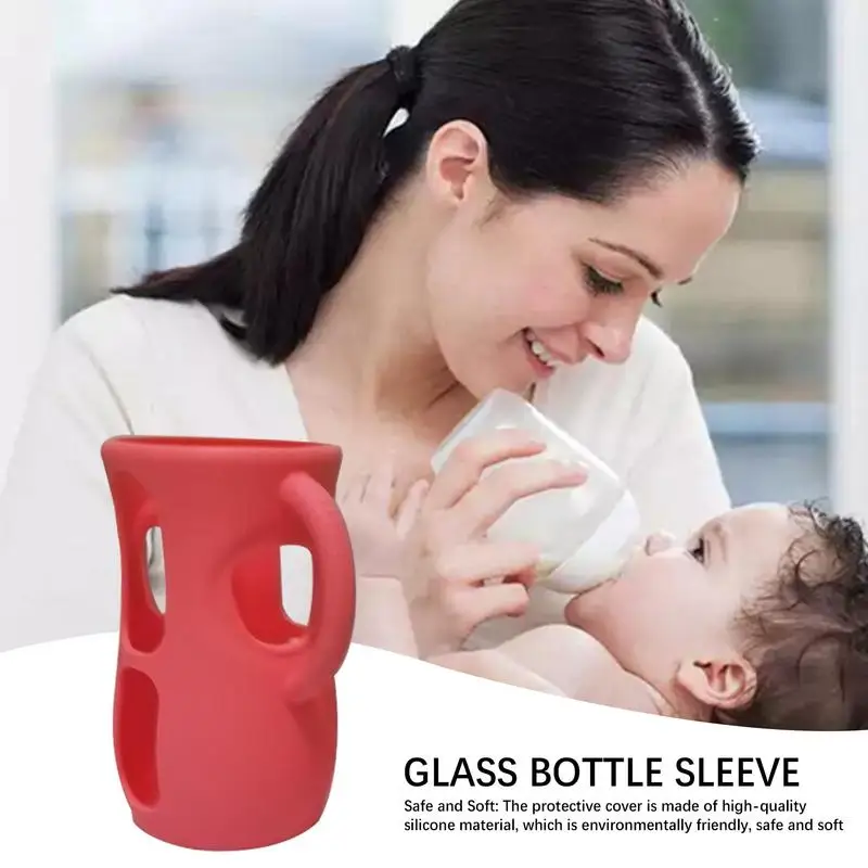 Glass Baby Bottle Sleeve Feeding Bottle Holder With Handles Anti Breakage Bottle Holder Anti-Drop And Shockproof Sleeve