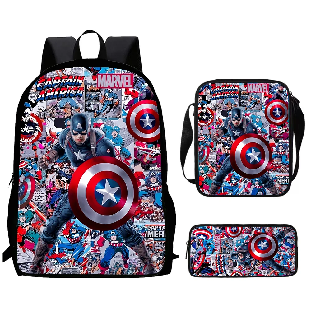 Cartoon Superhero Printed School Backpack With Shoulder Bag Pencil Bag For Kindergarten,Light Weight School Bags For Boys Girls