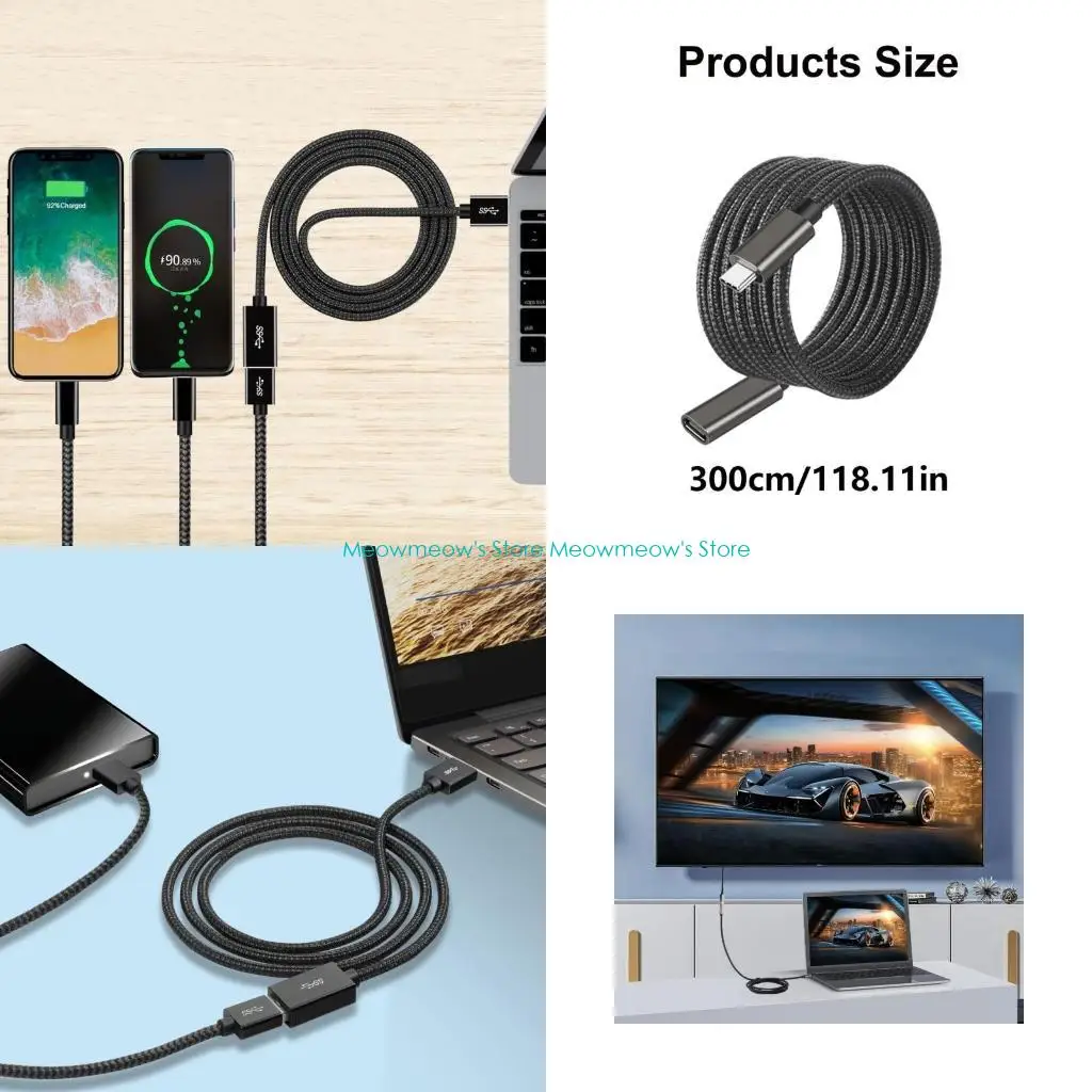 W91A USB Kabel Extender typu C, 60W Szybkie ładowanie 5 / s wsparcie transmisji danych, dla urządzeń elektronicznych typu C.