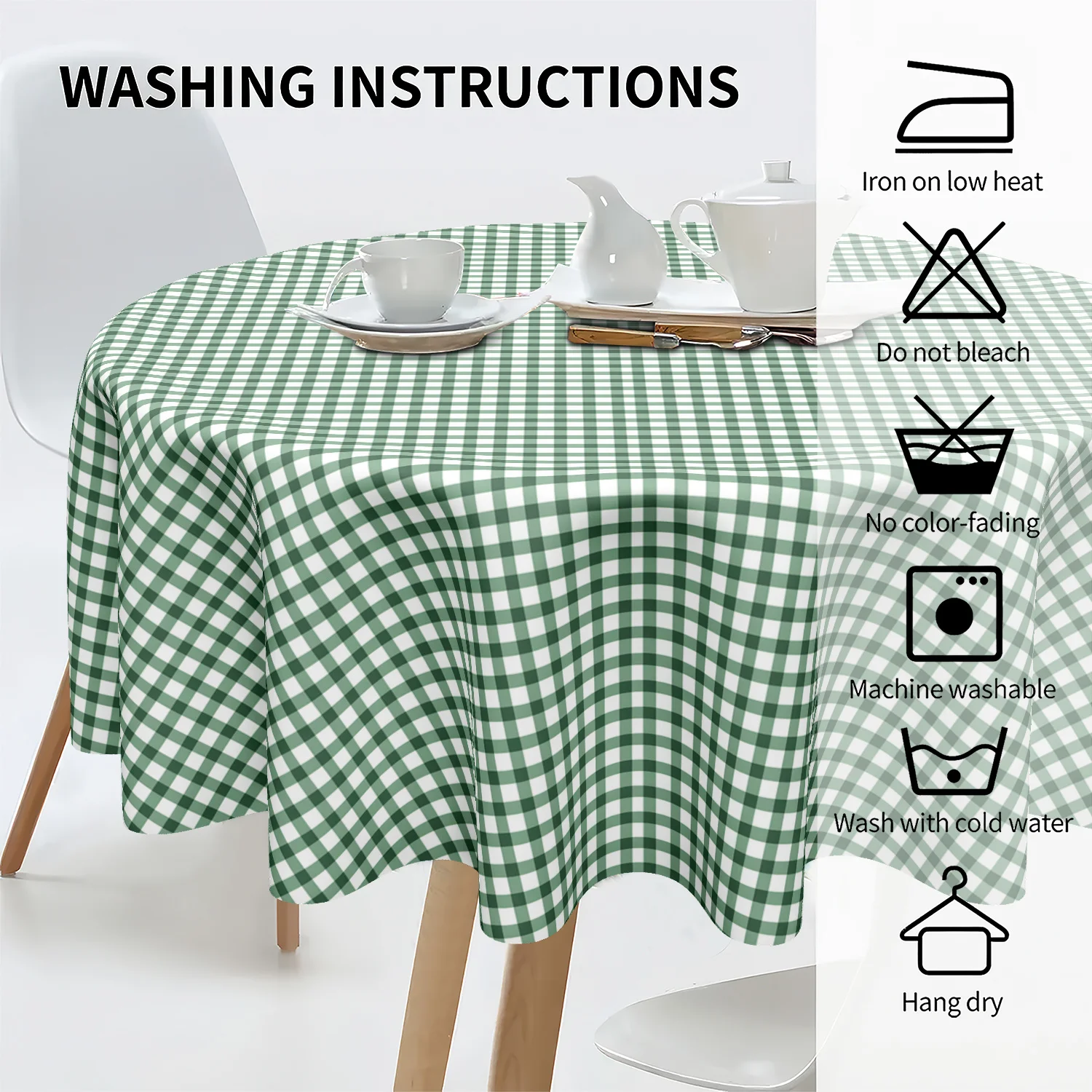 1 green square round tablecloth, durable polyester fabric, machine weaving, party tablecloth, kitchen decoration