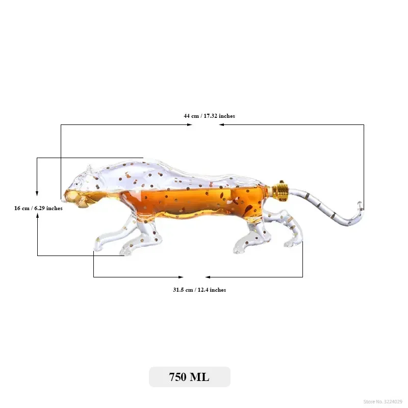 Whisky-Dekan ter in Form eines tierischen Leoparden, Weinglas flasche für Schnaps, Scotch Bourbon, klar, bleifrei, Barware, 750ml