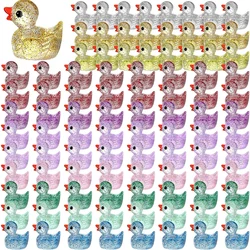 Mini pato de resina con purpurina, figura en miniatura para jardín, acuario, casa de muñecas, adorno para el hogar, fiesta de cumpleaños, escuela, 120 piezas