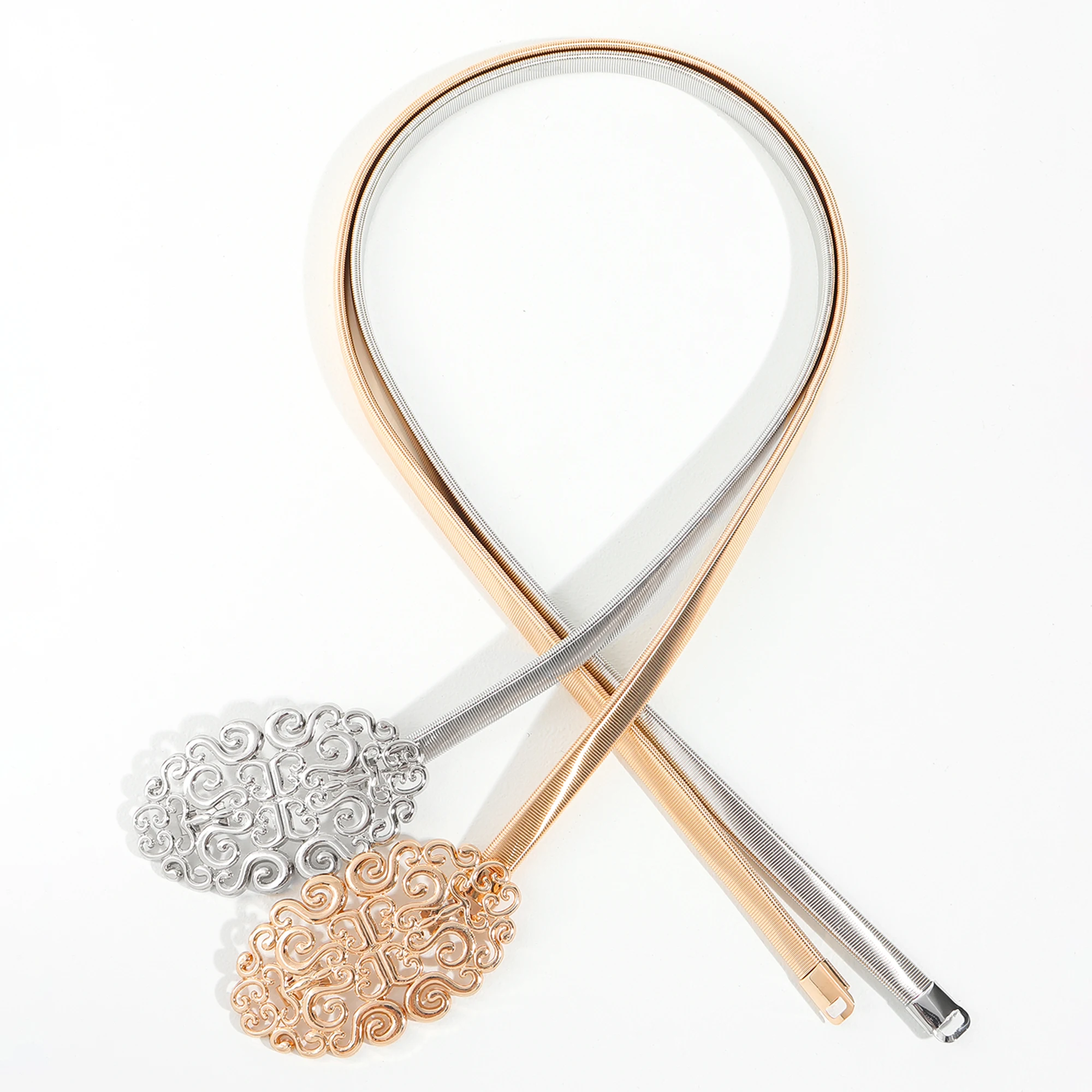 Cinto elástico elástico elástico para mulheres com vestido, corrente decorativa, padrão doce, fivela, nova moda, 1 roupa