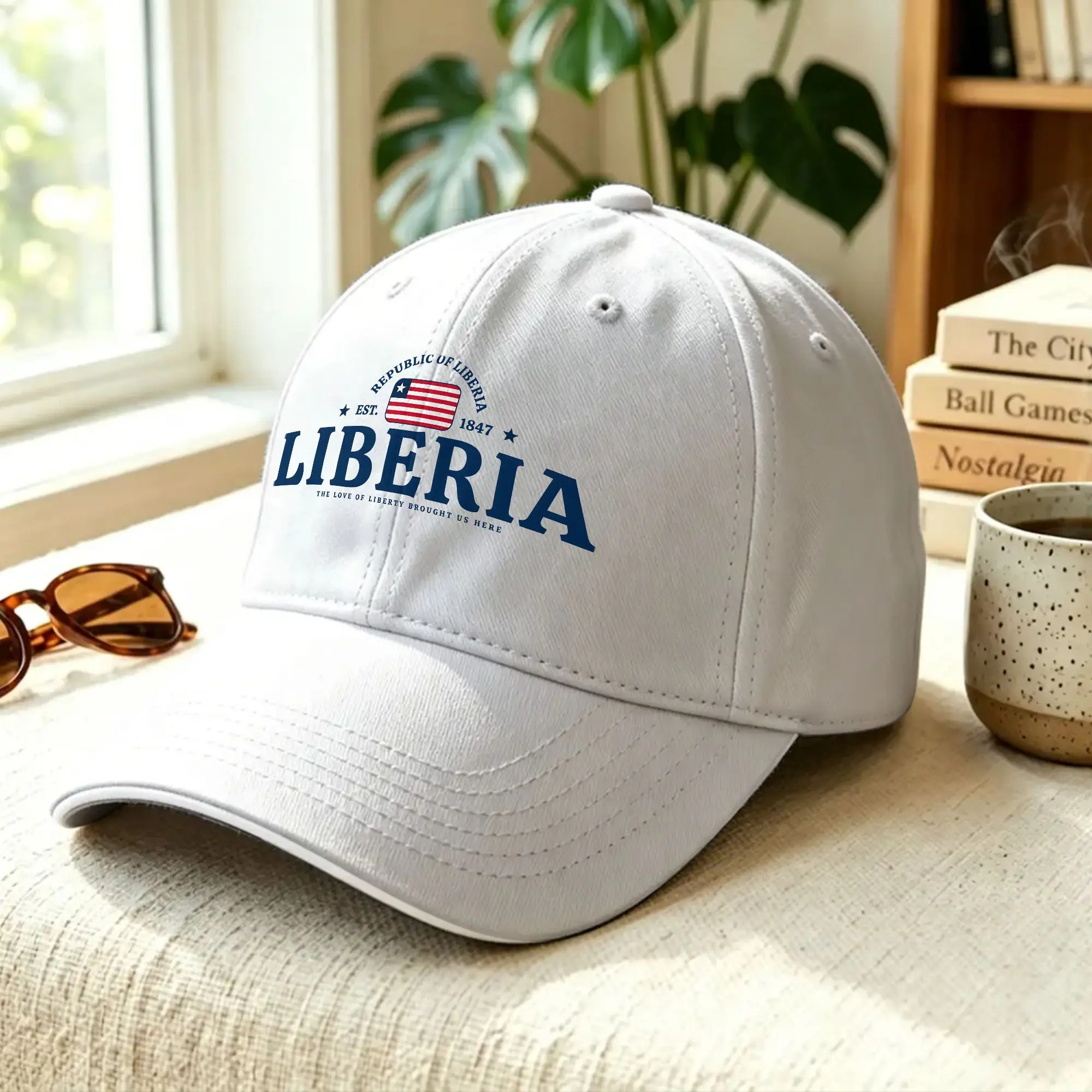 Liberia Independence Day Sun Baseball Cap Summer Women Men  Print Trucker Hat Wholesale Street Style Outdoor Gym Baseball Caps