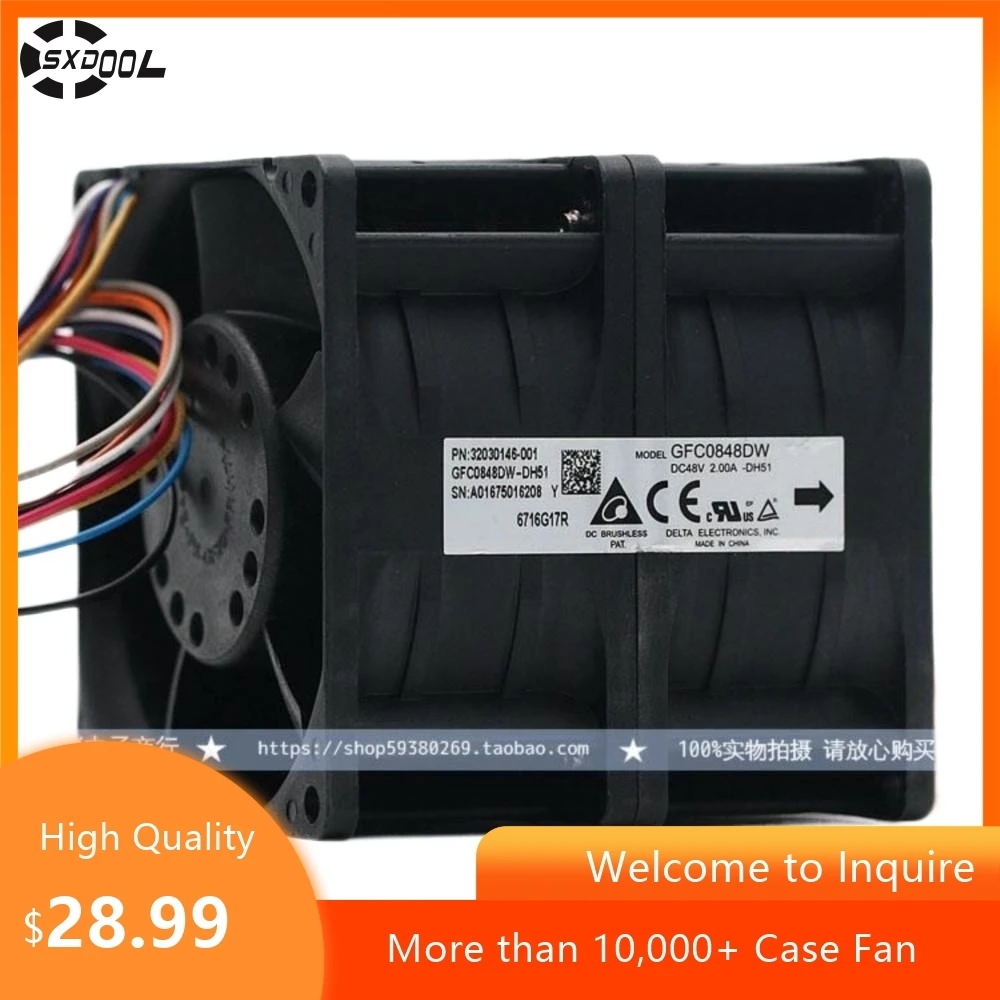 For Delta GFC0848DW 8CM 48V 2.00A Dual Motor High Speed Fan Supercharged Cooling for Car Systems Heavy-Duty Applications