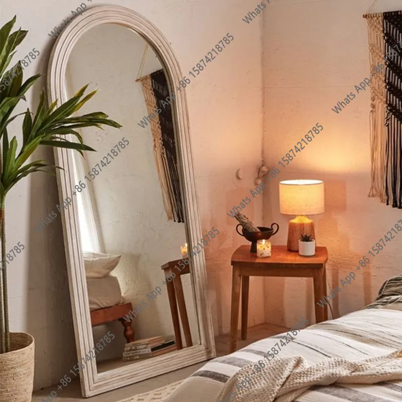 Nordic simple retro floor-to-ceiling mirror home French full-length mirror home wall-mounted cloakroom fitting mirror