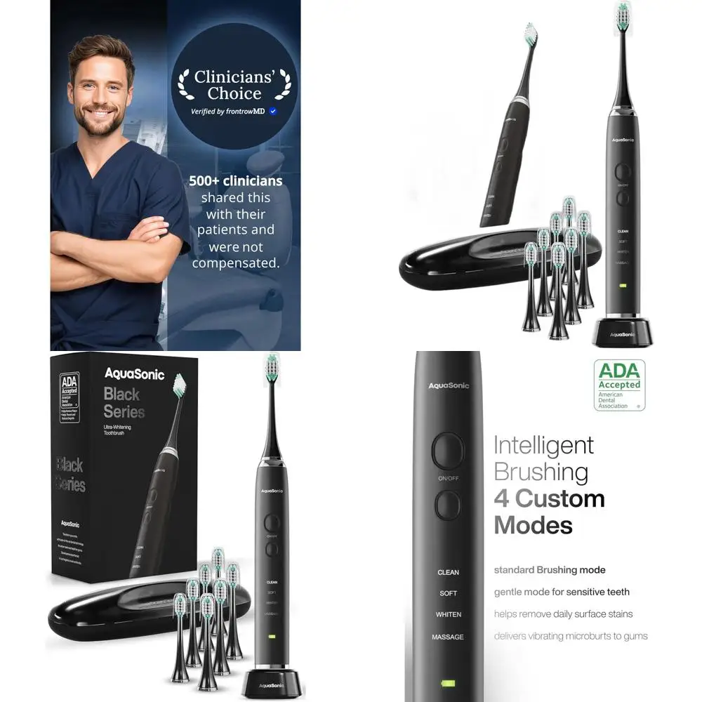 

Электрическая зубная щетка Ultra Whitening - одобрена ADA, 8 насадок, дорожный футляр, мотор 40 000 VPM, 4 режима и умный таймер