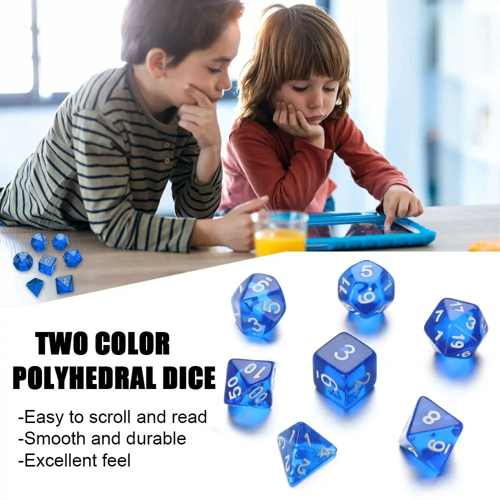 7Pcs/Set Polyhedral 7-Die Dice Set Game Dice For TRPG DND Accessories D4 D6 D8 D10 D12 D20 Dice For Board Card Game Math Games