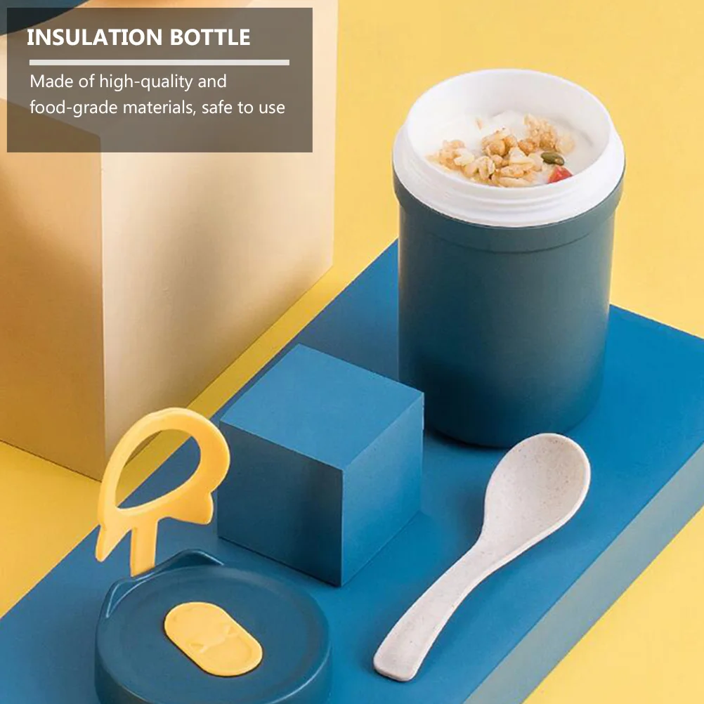 

1 шт., бутылка с двойной изоляцией, пищевая полипропиленовая силиконовая герметичная соломенная ложка, легкая портативная веревочная чашка для завтрака для улицы