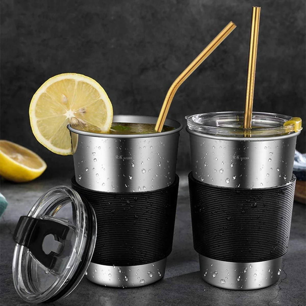 10.5 Inch 304 Stainless Steel Straws Metal Straws Eco-friendly Reusable Straws for 30 Oz and 20 Oz Tumblers Yeti Dishwasher Safe