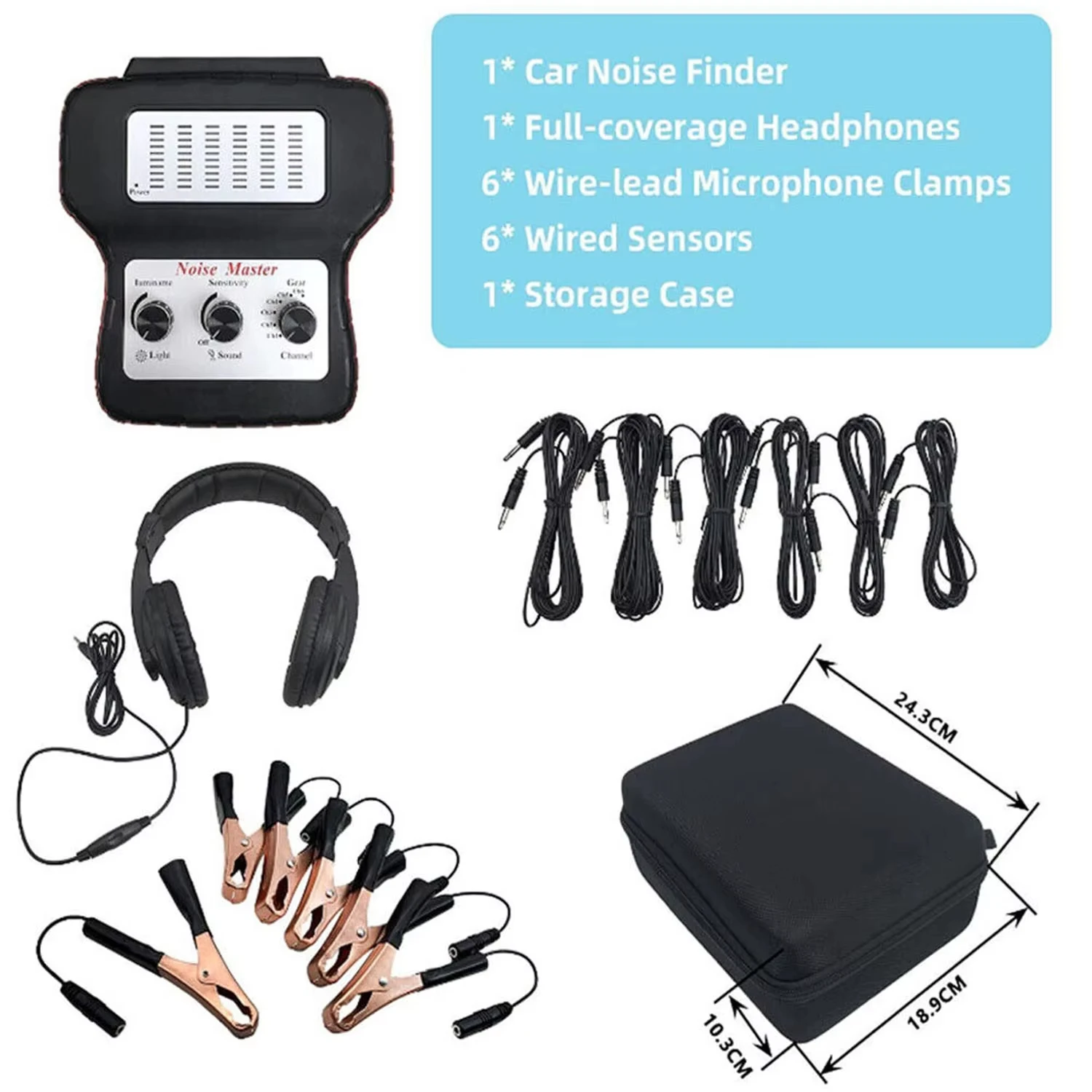 

Chassis system ear electronic stethoscope diagnostic kit with earphones six-channel stethoscope abnormal sound tester Car Access