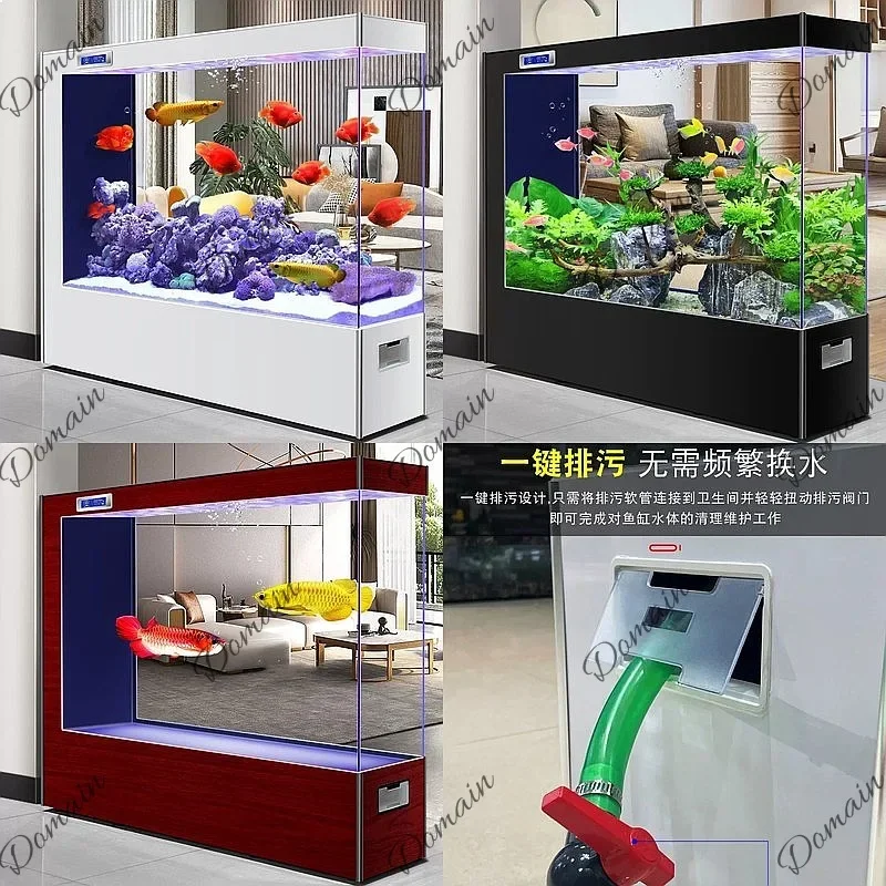 B80 2026 New Ultra Clear Glass Aquarium Living Room Partition Wall Floor-Standing Eco Fish Tank No Water Change