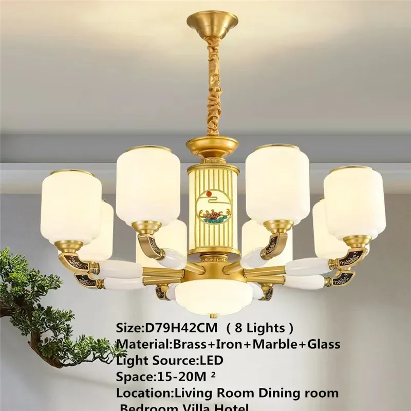 AOSONG Contemporary Luxury Brass Pendent Lamp  Chinese style Living Room Dining Room Bedroom Villa Hotel Sample Room Chandelier