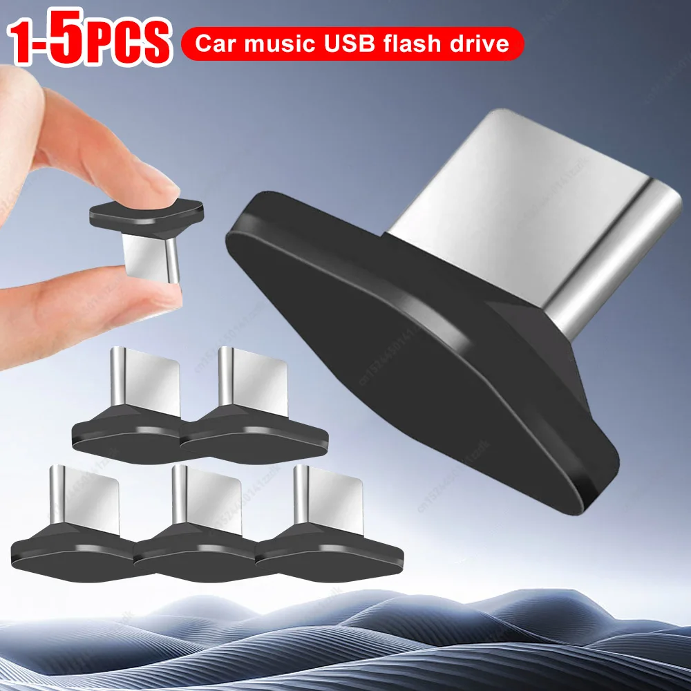 

1-5pcs Mini Car U Disk Portable Type-C Flash Stable Fast Transmission IPX-7 Waterproof Plug and Play for Car Computer TV