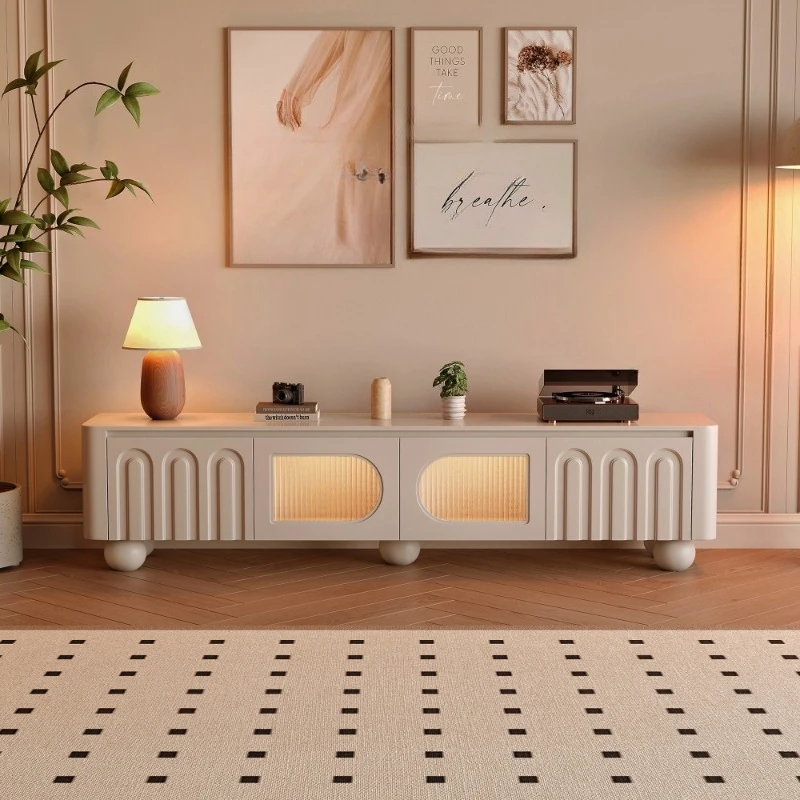 French TV Cabinet Living Room Cream Wind Floor-to-ceiling Household TV Cabinet Solid Wood Premium Sense meuble tele Furniture