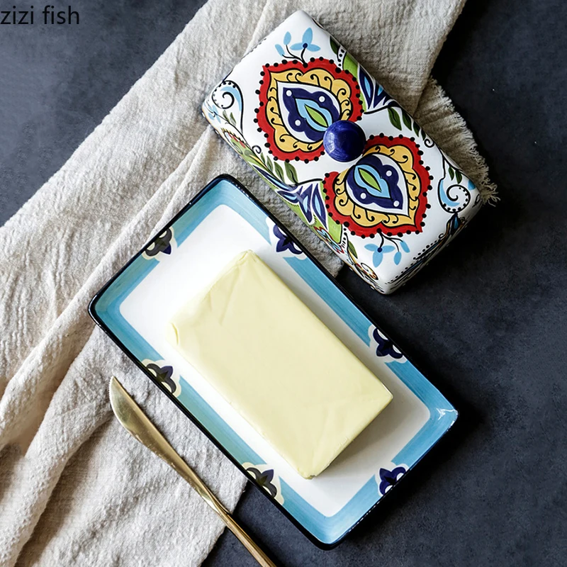 Hand-Painted Ceramic Butter Dish 4